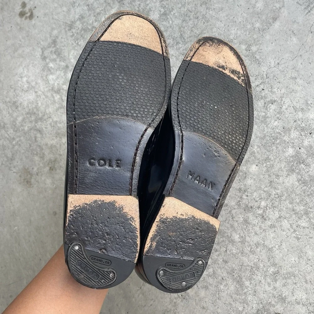 Cole Haan Black Leather Tassel Loafers Mens Size 10